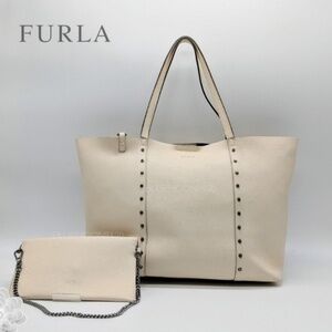 FURLA Elle Rock Studded Leather Tote & Pouch Set
